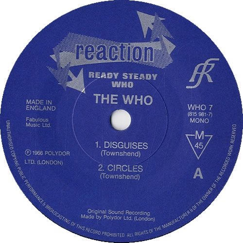 英7” Who Ready Steady Who 592001 REACTION /00080 THE WHO ready steady who 5 TRACK 7